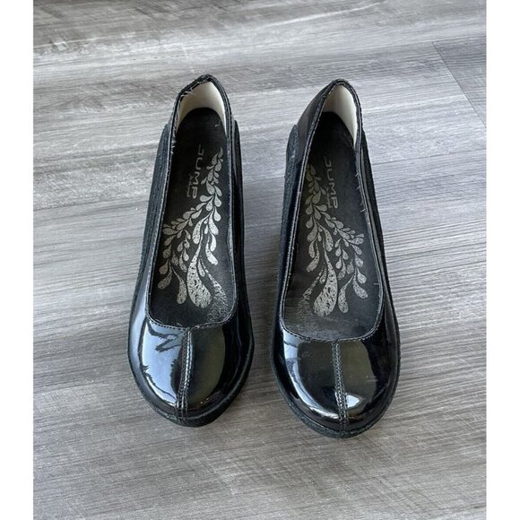 Jump for the People Black Patent Leather Wedge Heels Size 8 Bodhi Pin-Up… - Picture 2 of 8